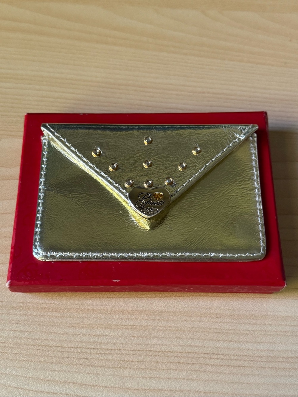 Vintage Guess by Marciano Metallic Gold Envelope Cardholder / Mini Wallet
